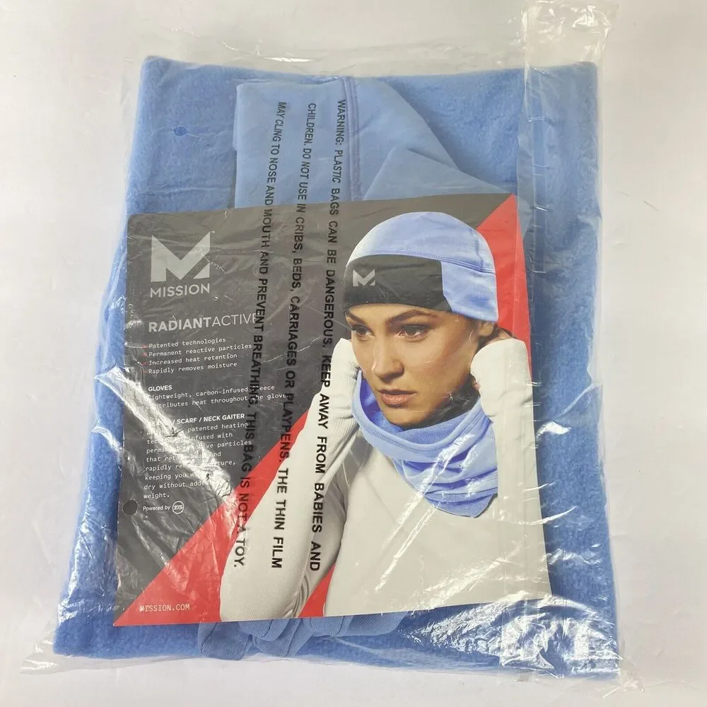 NEW Beanie Hat Gloves Set with Neck Warmer Blue Ski Winter Set Gift